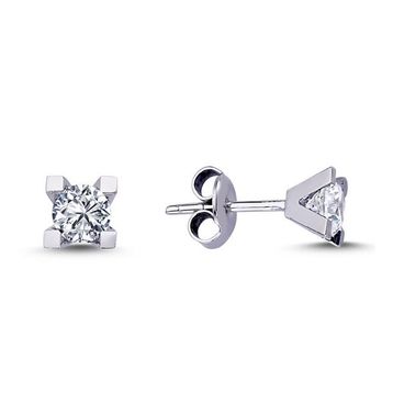 Harem Altın TKPE18 0.40 ct V Tırnak Tektaş Pırlanta Küpe