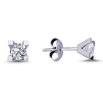 Harem Altın TKPE18 0.40 ct V Tırnak Tektaş Pırlanta Küpe