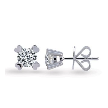 Harem Altın TKPE5 0.20 ct Tektaş Kalp Tırnak Pırlanta Küpe