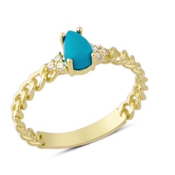 Harem Altın YZK143A 14 Ayar Altın Mavi Damla Taşlı Yüzük