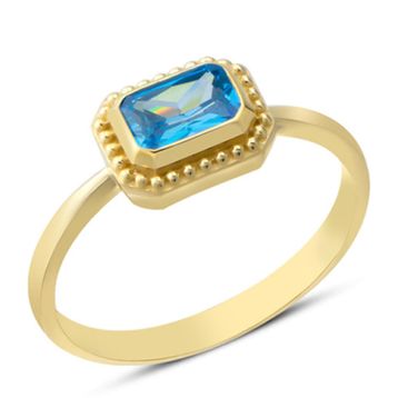 Harem Altın YZK387 14 Ayar Altın Mavi Taşlı Yüzük