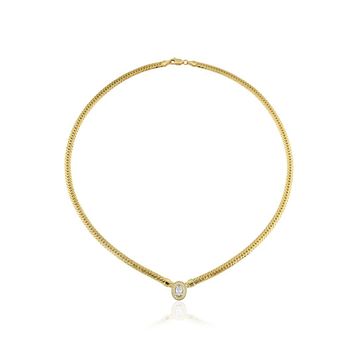Harem ZKU107 Altın Oval Taşlı Balık Sırtı Kolye