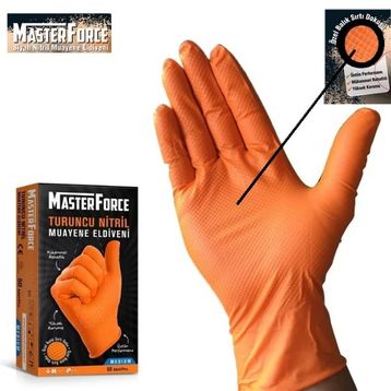 Has-Pet 50'li Masterforce Turuncu Nitril Eldiveni