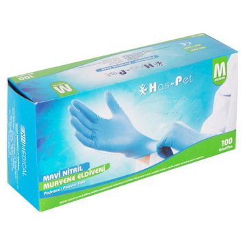 Has-Pet Nitril Mavi Medium 100 Adet Eldiven