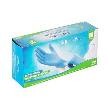 Has-Pet Nitril Mavi Medium 100 Adet Eldiven