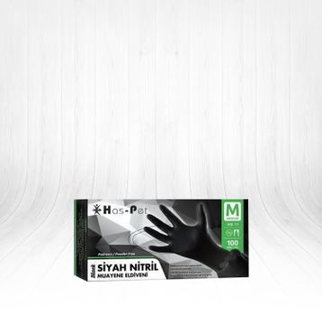 Has-pet Nitril Siyah Medium 100 Adet Muayene Eldiveni