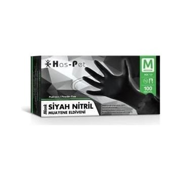Has-pet Nitril Siyah Medium 100 Adet Muayene Eldiveni