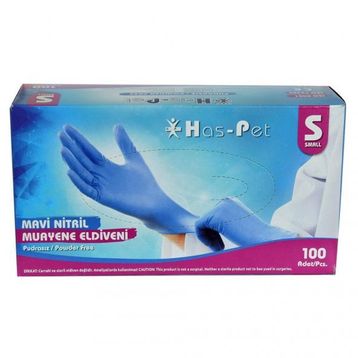 Has-Pet Small 100'lü Mavi Pudrasız Nitril Muayene Eldiveni