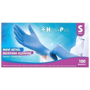 Has-Pet Small 100'lü Mavi Pudrasız Nitril Muayene Eldiveni