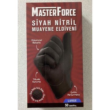 Haspet Masterforce Nitril Pudrasız Ekstra Large 50 Adet Kalın Siyah Eldiven