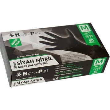 Haspet Siyah Pudrasız Nitril Eldiven