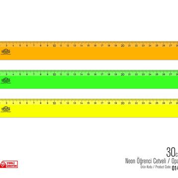 Hataş Neon Opak 30 cm Öğrenci Cetveli