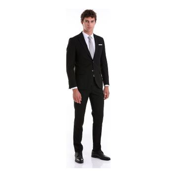 Hatemoğlu Desenli Slim Fit Siyah Gömlek