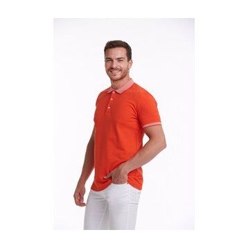 Hatemoğlu Nar Çiçeği %100 Pamuk Regular Fit Polo Yaka Tişört