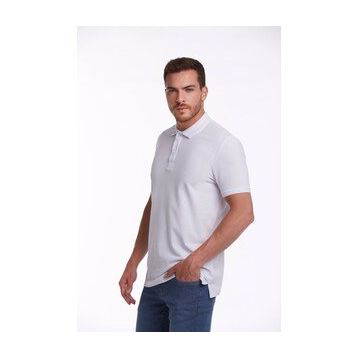 Hatemoğlu Regular Fit %100 Pamuk Polo Yaka Beyaz Erkek T-shirt