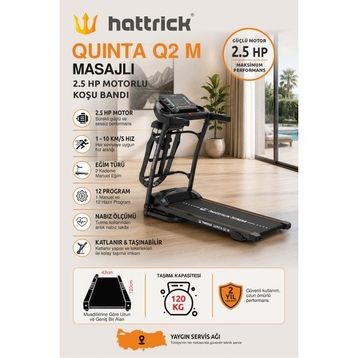 Hattrick Quınta Q2 M Siyah Manuel Eğimli Sit Up Koşu Bandı