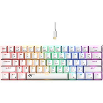 Havit Gamenote KB903L Beyaz RGB %60 TKL Red Switch Kablolu Mekanik Oyuncu Klavyesi