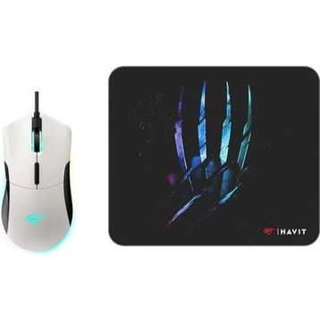 Havit Gamenote MS1037CM Beyaz RGB Optik Kablolu Gaming Mouse + Mouse Pad