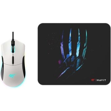 Havit Gamenote MS1037CM Beyaz RGB Optik Kablolu Gaming Mouse + Mouse Pad