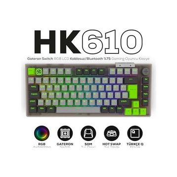 Hawk HK610 Gateron RGB LCD Tri-Mode Kablosuz Bluetooth Gaming Klavye