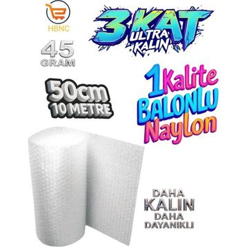 Hbnc 50 cm x 10 m 45 gr Eşya Sarma Koruma Naylonu Balonlu Ambalaj Naylonu Pat Pat Baloncuklu Havalı Pıt Pıt