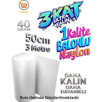 Hbnc 50 cm x 3 m 40 gr Balonlu Naylon Eşya Sarma Koruma Naylonu Patpat Ambalaj