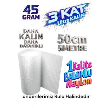 Hbnc 50 cm x 5 m 45 gr Eşya Sarma Koruma Naylonu Balonlu Ambalaj Naylonu Pat Pat Baloncuklu Havalı Pıt Pıt