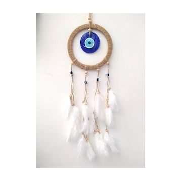 Hdmarketim Nazar Boncuklu Düş Kapanı Dreamcatcher Kuş Tüyü Duvar Süsü