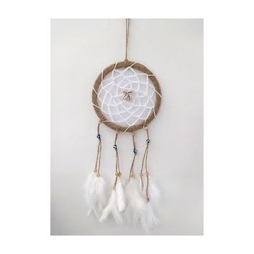 Hdmarketim Nazar Boncuklu Düş Kapanı Dreamcatcher Kuş Tüyü Duvar Süsü