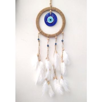 Hdmarketim Nazar Boncuklu Düş Kapanı Dreamcatcher Kuş Tüyü Duvar Süsü