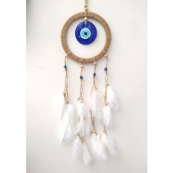 Hdmarketim Nazar Boncuklu Düş Kapanı Dreamcatcher Kuş Tüyü Duvar Süsü