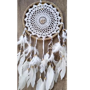 Hdmarketim Pamuk Elişi Düş Kapanı Dreamcatcher Kuş Tüyü Duvar Süsü