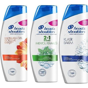 Head & Shoulders 350 ml Kadın Şampuan + 350 ml Klasik Şampuan + 350 ml Mentollü Şampuan