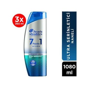 Head & Shoulders 7 Fayda 1 Arada Serinletici Naneli Kepeğe Karşı Etkili 3x360 ml Şampuan