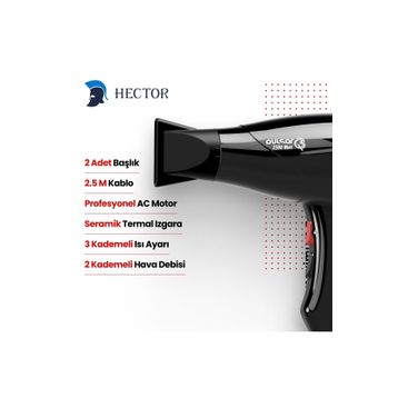 Hector Pulsar Q5 Siyah Profesyonel Saç Kurutma Makinesi