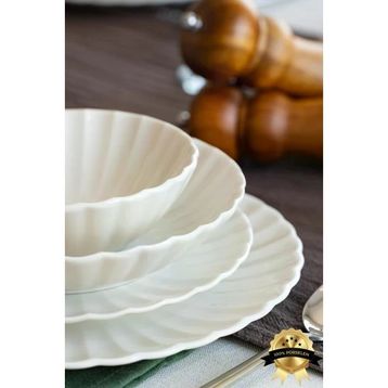 Heda Porselen Derya 24 Parça Yalın 6 Kişilik Porselen Yemek Takımı