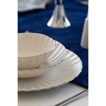 Heda Porselen Derya Platin Yaldız 18 Parça 6 Kişilik Porselen Yemek Takımı