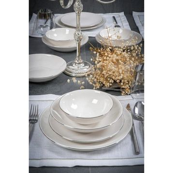 Heda Porselen Hayal Platin Yaldız 24 Parça 6 Kişilik Porselen Yemek Takımı