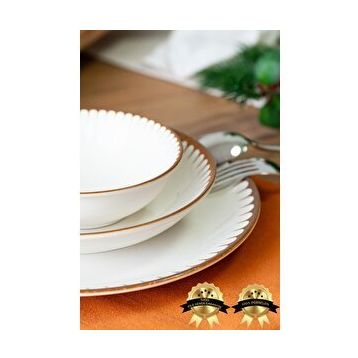 Heda Porselen Karamel 18 Parça 6 Kişilik Porselen Yemek Takımı
