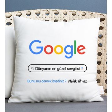 Hediye Dükkanı Kişiye Özel Google Tasarım Esprili Kare 40x40 cm Renkli Yastık