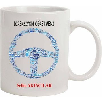 Hediye Rengi İsme Özel Direksiyon Öğretmeni Temalı Kupa Bardak