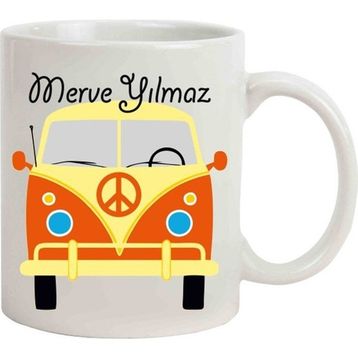 Hediye Rengi İsme Özel Nostaljik Vosvos Minibüs Temalı Kupa Bardak