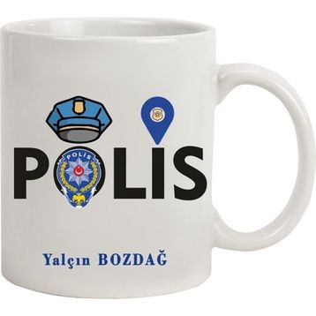 Hediye Rengi İsme Özel Polis Temalı M2 Kupa Bardak