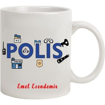 Hediye Rengi İsme Özel Polis Temalı M3 Kupa Bardak