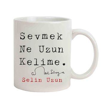 Hediye Rengi İsme Özel Sevmek Ne Uzun Kelime Kupa Bardak