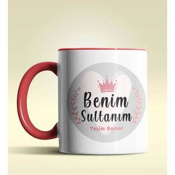 Hediye Zengini Kişiye Özel Benim Sultanım Tasarımlı Kırmızı Kupa Bardak