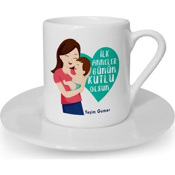 Hediye Zengini Kişiye Özel İlk Anneler Günün Kutlu Olsun Tasarımlı Beyaz Kahve Fincanı