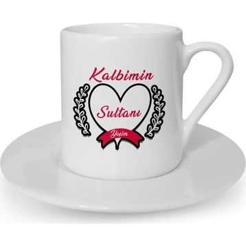 Hediye Zengini Kişiye Özel Kalbimin Sultanı Tasarımlı Beyaz Kahve Fincanı