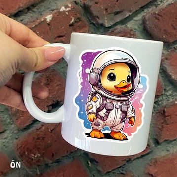Hediyeci Abla Size Özel Uzaylı Civciv Seramik Baskılı Beyaz Kupa Bardak