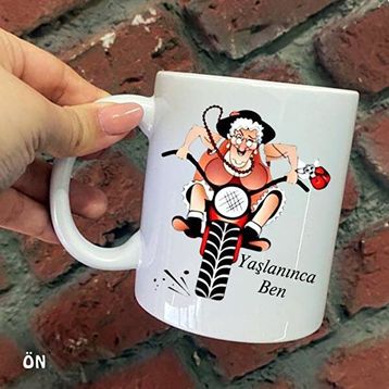 Hediyeci Abla Size Özel Yaşlanınca Ben Seramik Baskılı Beyaz Kupa Bardak